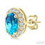 Oval Shape Gemstone & Halo Diamond Earrings
