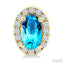Oval Shape Gemstone & Halo Diamond Earrings