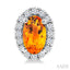 Oval Shape Gemstone & Halo Diamond Earrings