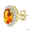 Oval Shape Gemstone & Halo Diamond Earrings