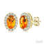 Oval Shape Gemstone & Halo Diamond Earrings