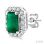 Emerald Shape Gemstone & Halo Diamond Earrings