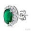 Oval Shape Gemstone & Halo Diamond Earrings