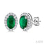 Oval Shape Gemstone & Halo Diamond Earrings
