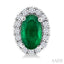 Oval Shape Gemstone & Halo Diamond Earrings