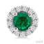 Round Shape Gemstone & Halo Diamond Earrings