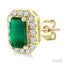 Emerald Shape Gemstone & Halo Diamond Earrings