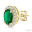 Oval Shape Gemstone & Halo Diamond Earrings