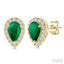 Pear Shape Gemstone & Halo Diamond Earrings