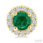 Round Shape Gemstone & Halo Diamond Earrings