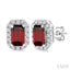 Emerald Shape Gemstone & Halo Diamond Earrings