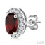 Oval Shape Gemstone & Halo Diamond Earrings