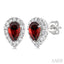 Pear Shape Gemstone & Halo Diamond Earrings