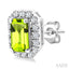 Emerald Shape Gemstone & Halo Diamond Earrings