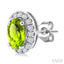 Oval Shape Gemstone & Halo Diamond Earrings