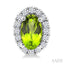 Oval Shape Gemstone & Halo Diamond Earrings