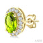 Oval Shape Gemstone & Halo Diamond Earrings