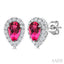 Pear Shape Gemstone & Halo Diamond Earrings