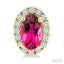 Oval Shape Gemstone & Halo Diamond Earrings