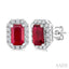 Emerald Shape Gemstone & Halo Diamond Earrings