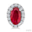 Oval Shape Gemstone & Halo Diamond Earrings
