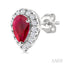 Pear Shape Gemstone & Halo Diamond Earrings