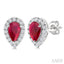 Pear Shape Gemstone & Halo Diamond Earrings