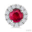 Round Shape Gemstone & Halo Diamond Earrings