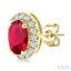 Oval Shape Gemstone & Halo Diamond Earrings