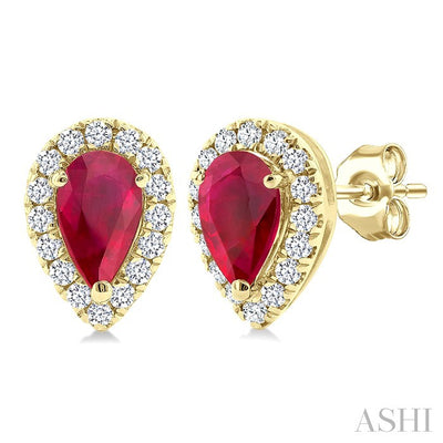 Pear Shape Gemstone & Halo Diamond Earrings