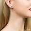 Round Shape Gemstone & Halo Diamond Earrings