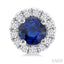 Round Shape Gemstone & Halo Diamond Earrings