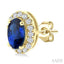 Oval Shape Gemstone & Halo Diamond Earrings
