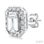 Emerald Shape Gemstone & Halo Diamond Earrings