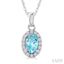 Oval Shape Gemstone & Halo Diamond Pendant