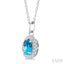 Oval Shape Gemstone & Halo Diamond Pendant