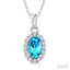 Oval Shape Gemstone & Halo Diamond Pendant