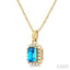 Emerald Shape Gemstone & Halo Diamond Pendant