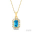Emerald Shape Gemstone & Halo Diamond Pendant