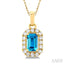 Emerald Shape Gemstone & Halo Diamond Pendant