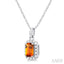 Emerald Shape Gemstone & Halo Diamond Pendant