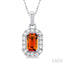 Emerald Shape Gemstone & Halo Diamond Pendant