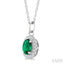 Oval Shape Gemstone & Halo Diamond Pendant