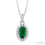Oval Shape Gemstone & Halo Diamond Pendant