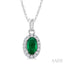 Oval Shape Gemstone & Halo Diamond Pendant