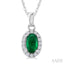 Oval Shape Gemstone & Halo Diamond Pendant
