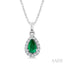 Pear Shape Gemstone & Halo Diamond Pendant