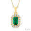 Emerald Shape Gemstone & Halo Diamond Pendant