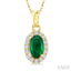 Oval Shape Gemstone & Halo Diamond Pendant