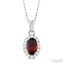 Oval Shape Gemstone & Halo Diamond Pendant